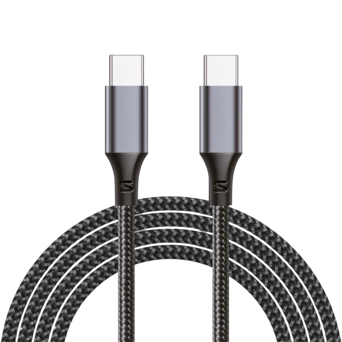 Cabo USB-C Turbo 100W 2M Trançado: Carregamento Rápido para iPhone e Samsung