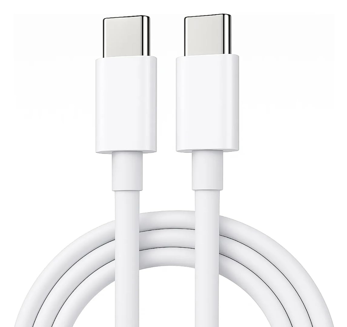 Cabo USB-C 60W Branco Reforçado: Carregamento Turbo Rápido para Samsung, iPhone 15/16, Xiaomi e Mais