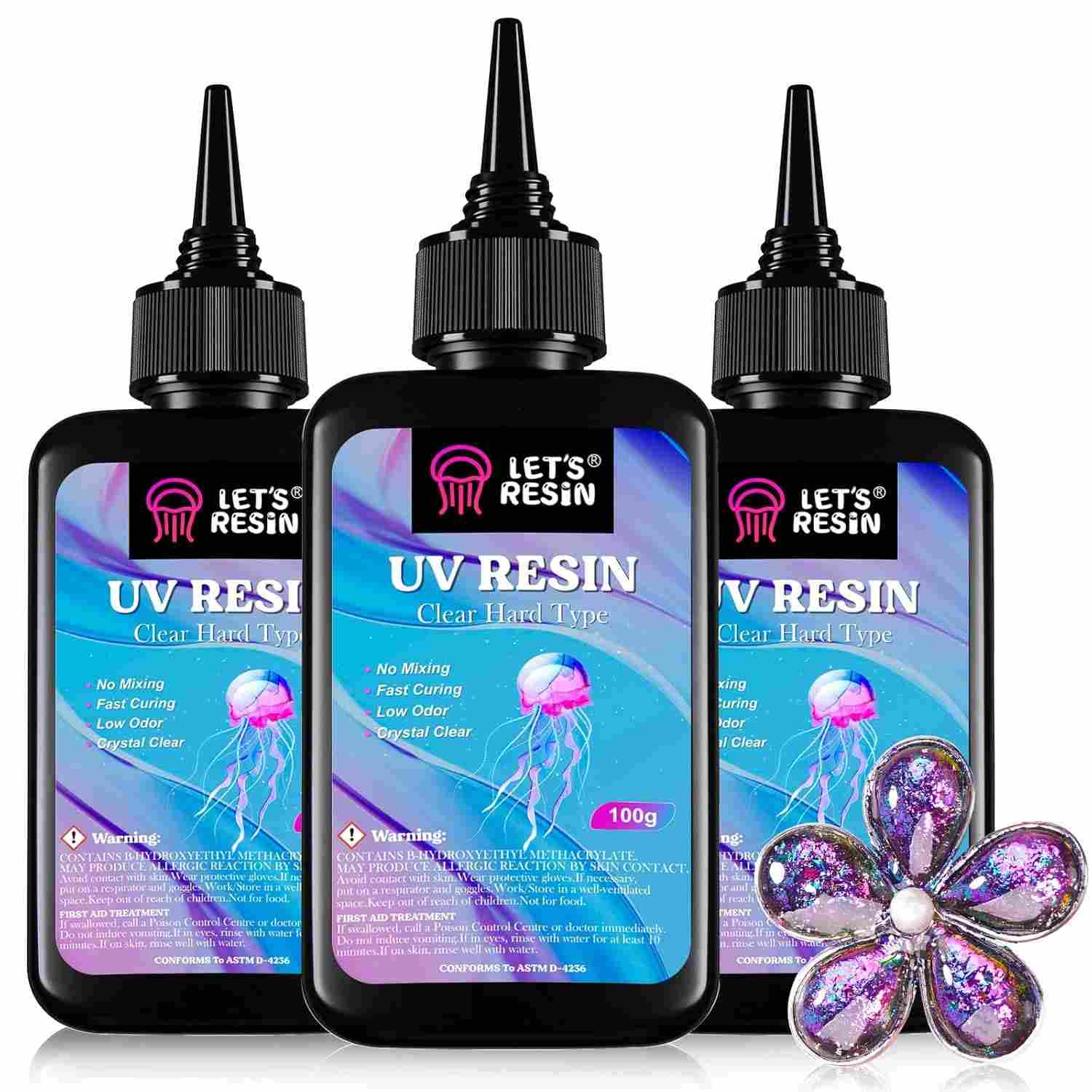 Resina UV Cristalina 300g - Cura Rápida, Baixa Viscosidade, Ideal para Artesanato e Moldes