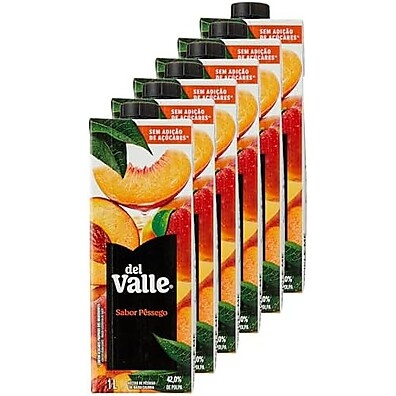 Del Valle Pêssego Light 1L: Pack 6 Un. Sabor Refrescante
