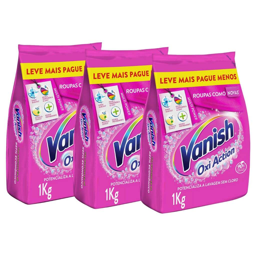 Vanish Oxi Action: Kit 3 Refis 1Kg – Roupas Impecáveis!