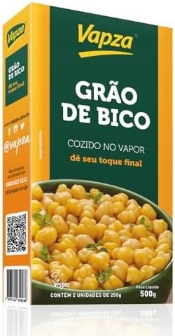 Grão de Bico Cozido no Vapor 500G Vapza Caixa de 500g com 2 unidades