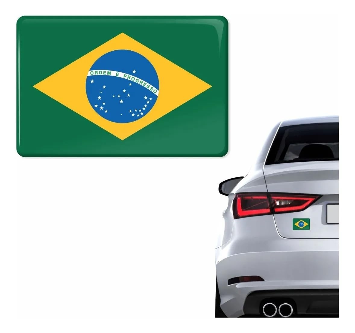 Adesivo Resinado Bandeira do Brasil 5,5x3,5cm - Destaque Patriota no Seu Veículo