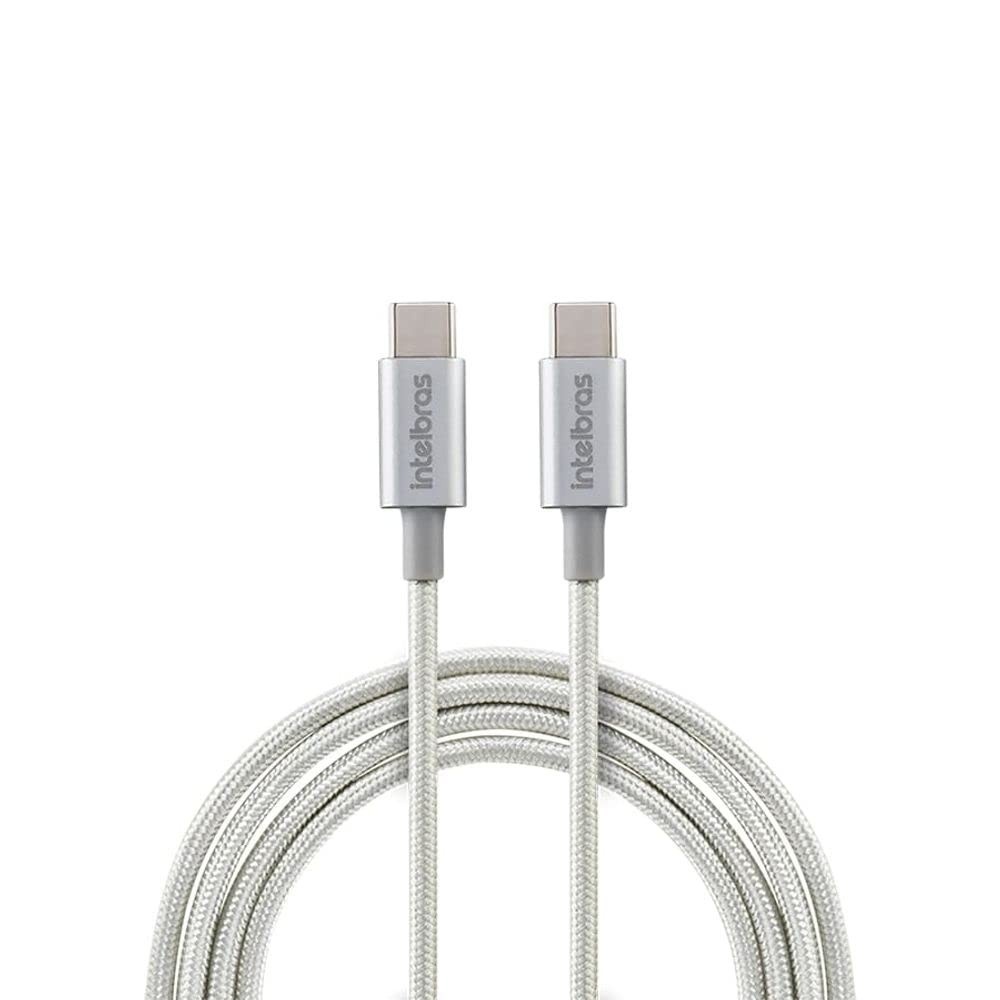 Cabo USB-C Intelbras 1,5m Nylon Branco: Carregamento Rápido e Transferência Veloz