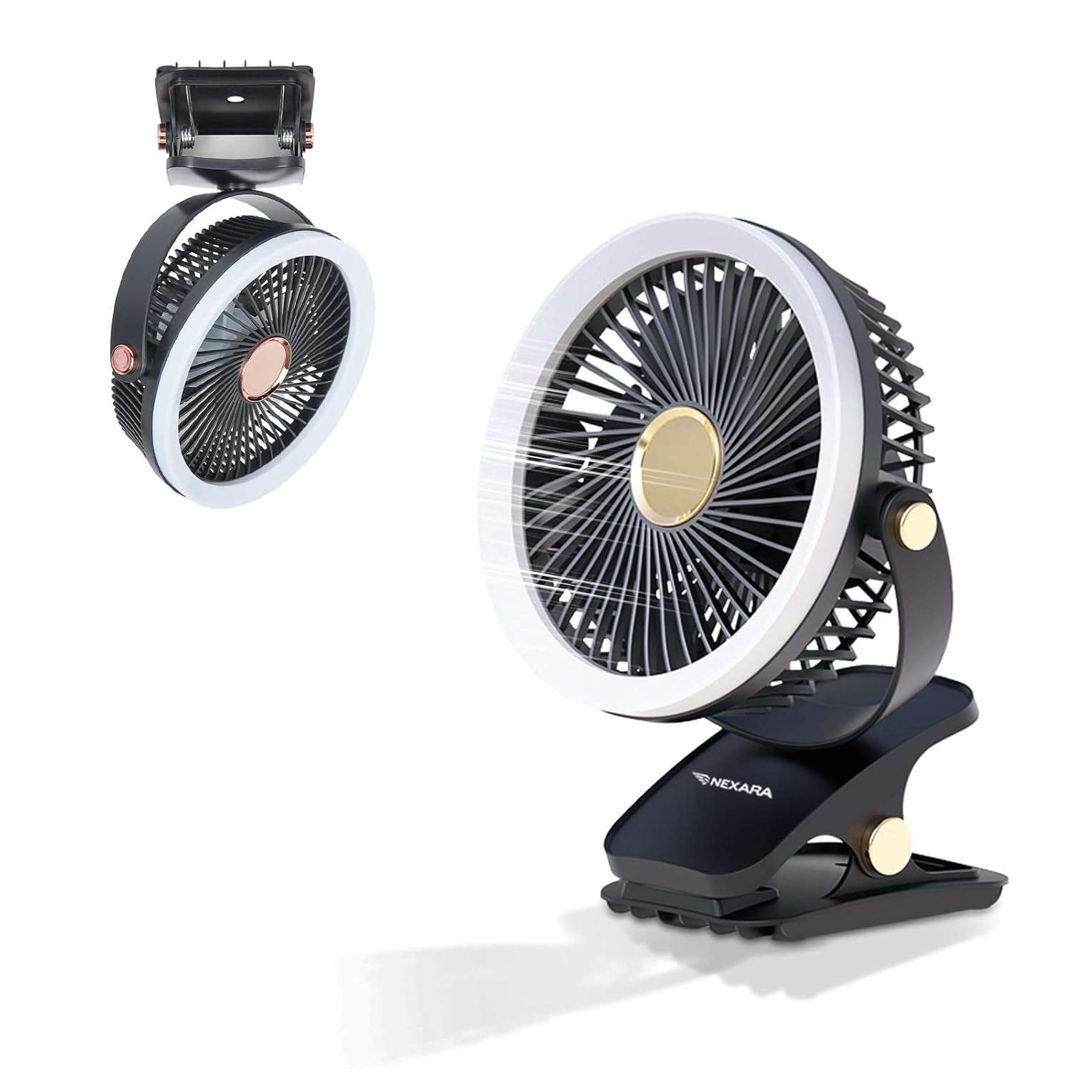 Ventilador de Mesa USB Recarregável com Motor Brushless - 5 Velocidades, 360°, Silencioso e Portátil