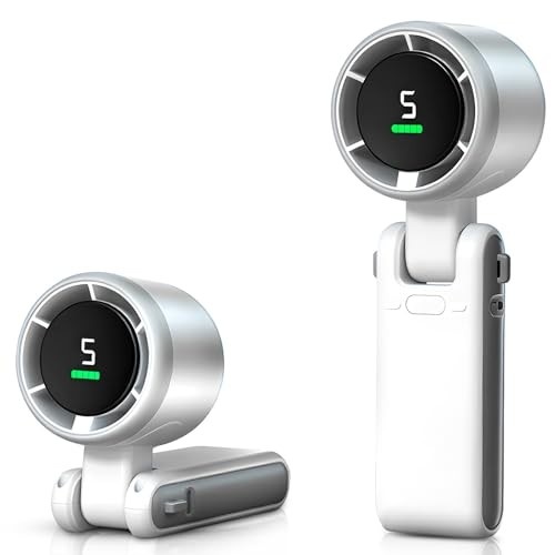 Ventilador Portátil Recarregável AQWS - Mini Fan Dobrável com Display Digital, 5 Velocidades