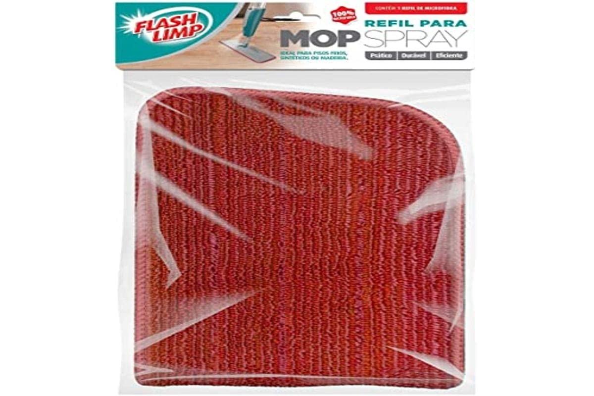 Refil de Microfibra Vermelho Flash Limp para Mop Spray - Alta Absorção e Lavável