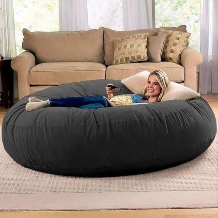 Puff Gigante Redondo 140cm Suede Premium Sem Enchimento - Design Versátil e Conforto Total
