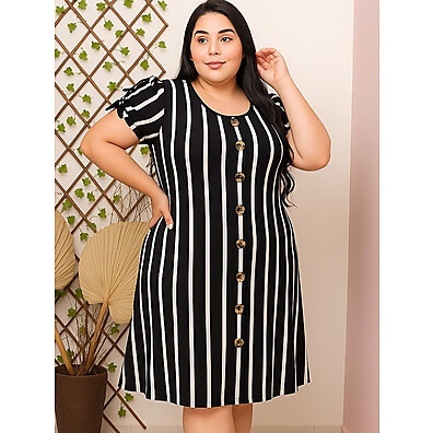 Vestido Plus Size Listrado: Conforto e Estilo!