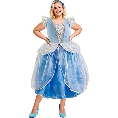 Vestido Princesa Cinderela Plus Size Luxuoso com Tiara