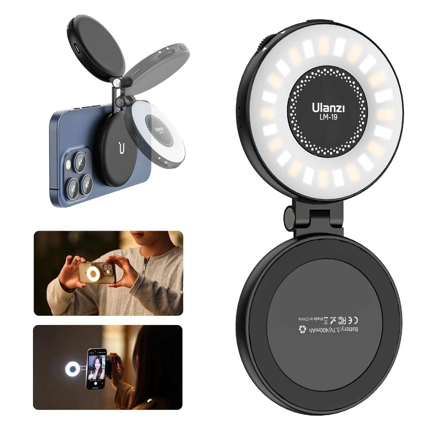 Luz de Selfie Magnética ULANZI LM19: Iluminação Profissional para Seus Vídeos e Fotos