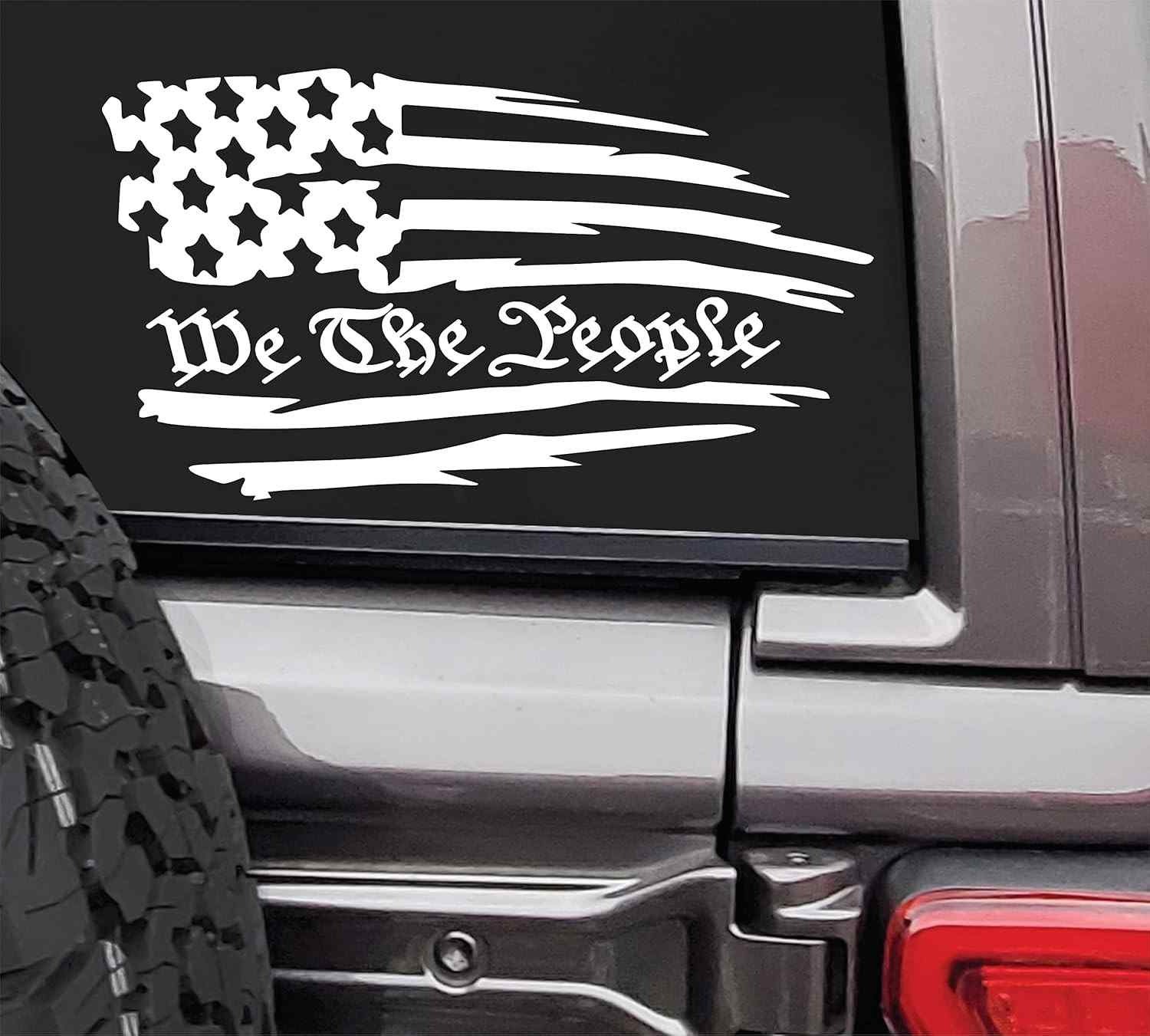 Adesivo "We The People" - Expresse seu Patriotismo com Estilo | Vinil Premium Branco 19x10.6cm