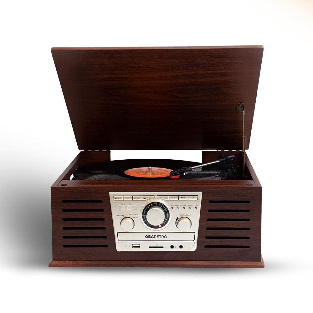 Vitrola Toca Discos Vintage Obaretrô Original Obabox: Reviva a Magia do Vinil com Estilo!