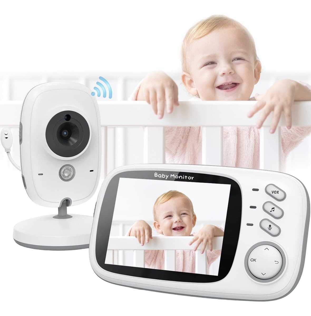 Babá Eletrônica com Câmera HD 1080p, Visão Noturna 10M, Áudio Bidirecional e Controle por App
