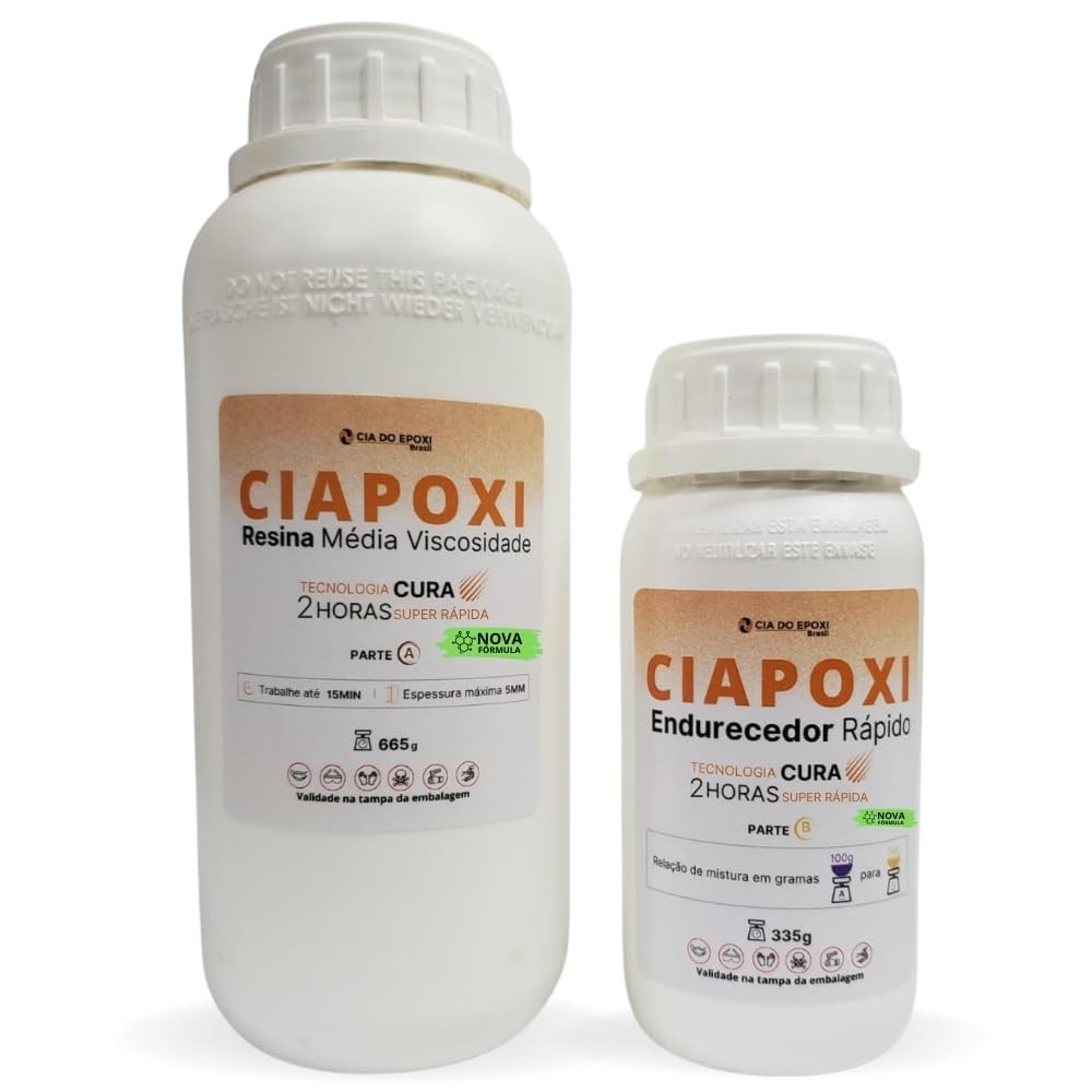 Resina Epóxi Ciapoxi Média Viscosidade 1kg: Acabamento Brilhante e Durável para Seus Projetos
