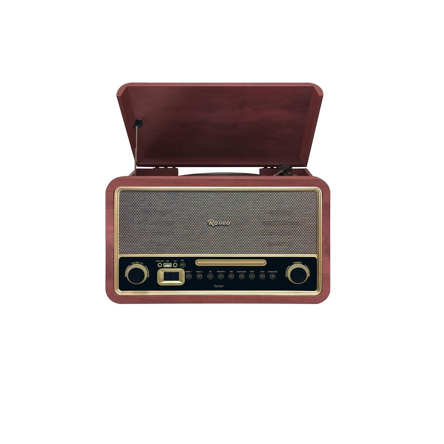 Vitrola Raveo Turner: Reviva Seus Discos com Bluetooth, CD, Cassete e Rádio FM