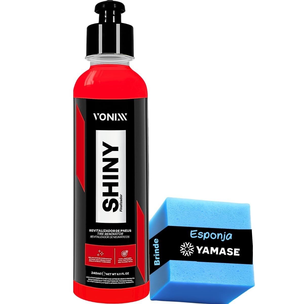 Shiny Vonixx 240ml: Revitalizador de Pneus com Brilho Intenso e Duradouro
