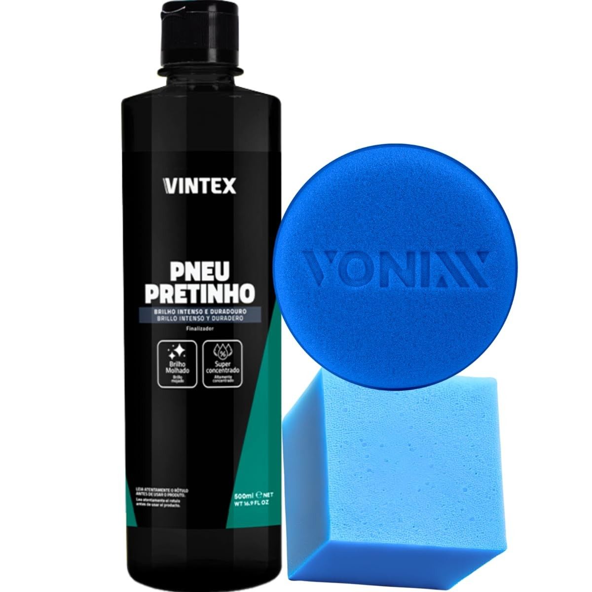 Pneu Pretinho Vonixx Brilho Molhado 500ml + Aplicadores: Revitalize Seus Veículos!
