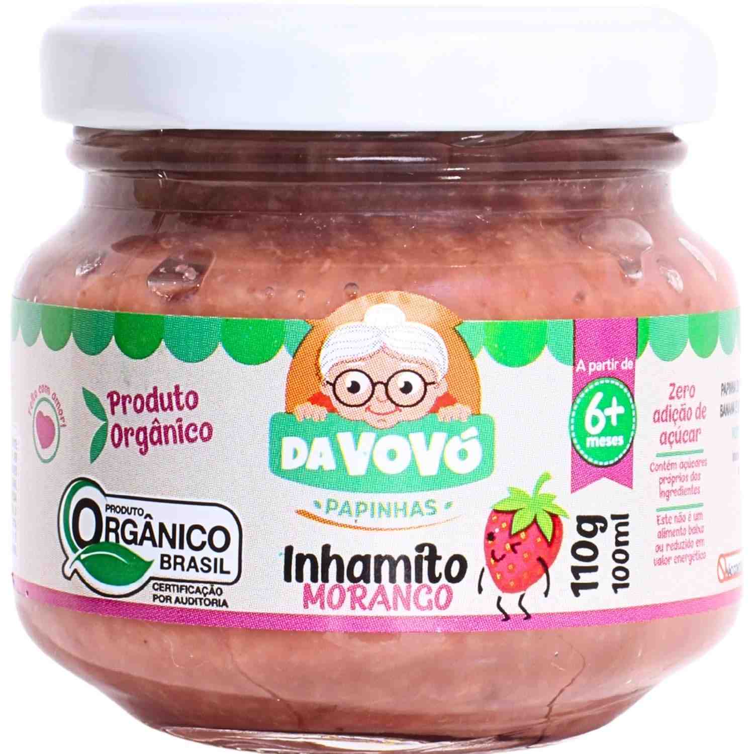 Papinha Orgânica Da Vovó com Inhame e Morango - Alternativa Natural ao Danoninho para Bebês a Partir de 6 Meses