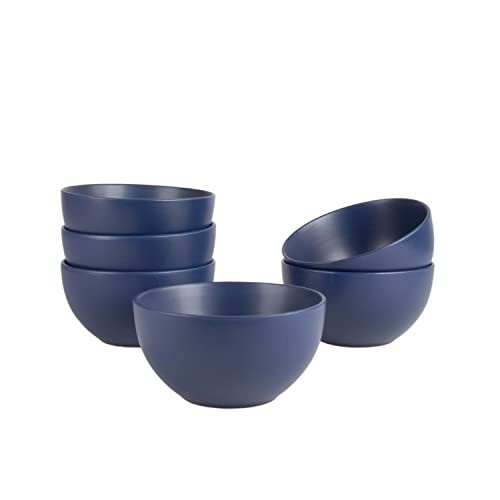 10 Strawberry Street Tigela de cereal Wazee Matte 14 cm/453.6 g, conjunto de 6, azul meia-noite