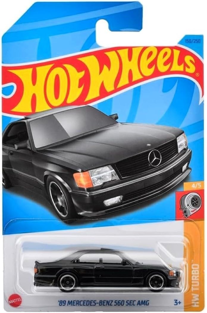 Hot Wheels Mercedes-Benz 560 SEC AMG 1989 Preto 2023 HW Turbo - Miniatura Esportiva 1:64