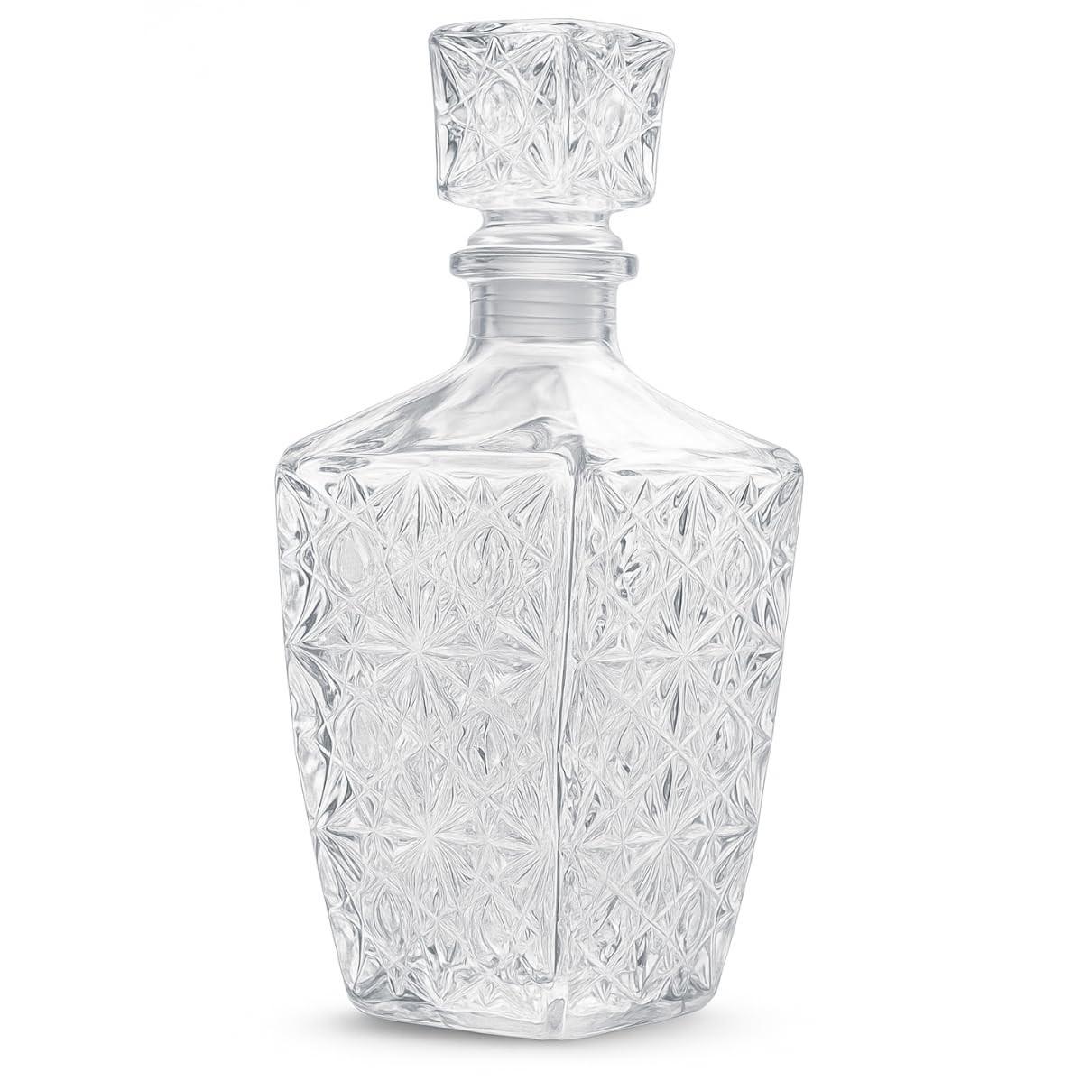 Garrafa Licoreira de Vidro Lapidada Premium - Ideal para Whisky, Licor e Decoração Elegante