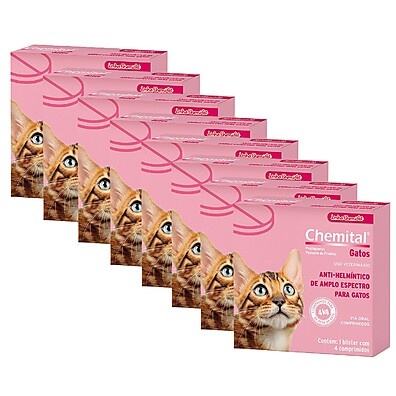 Xô Parasitas! Vermífugo para Gatos Chemital - Kit 7 Comprimidos