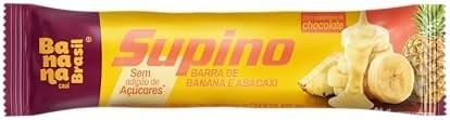 Banana Brasil Barra De Frutas Supino Zero Banana E Abacaxi Com Cobertura Chocolate Branco Com 20 Unidades De 24 G